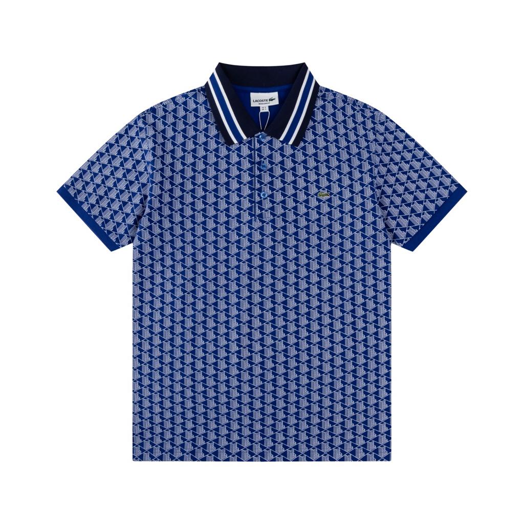 Lacoste Monogram Blue Polo