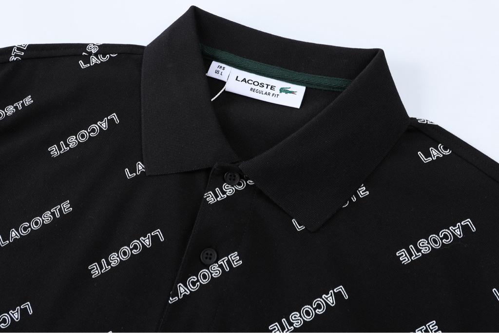 Lacoste Pattern Black Polo