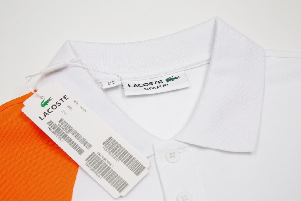 Lacoste Orange/White/Black Polo