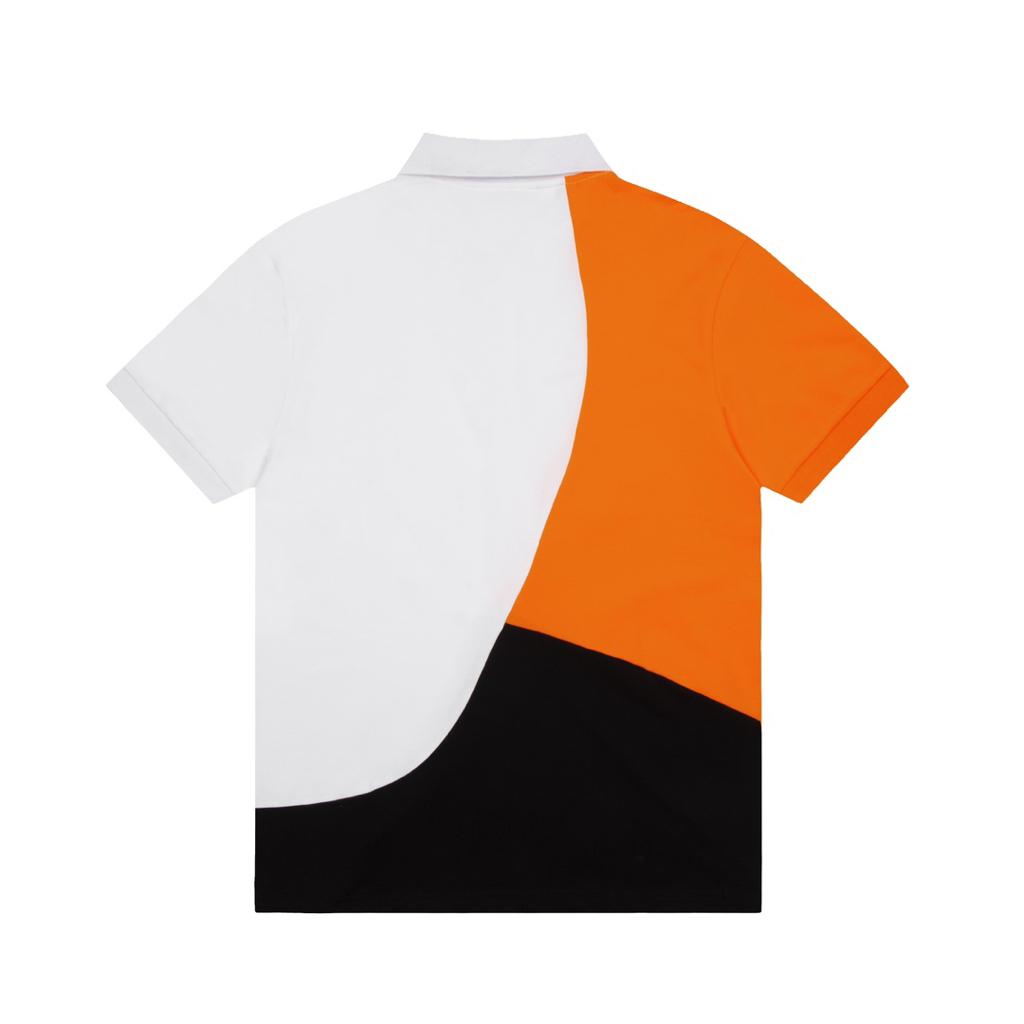 Lacoste Orange/White/Black Polo